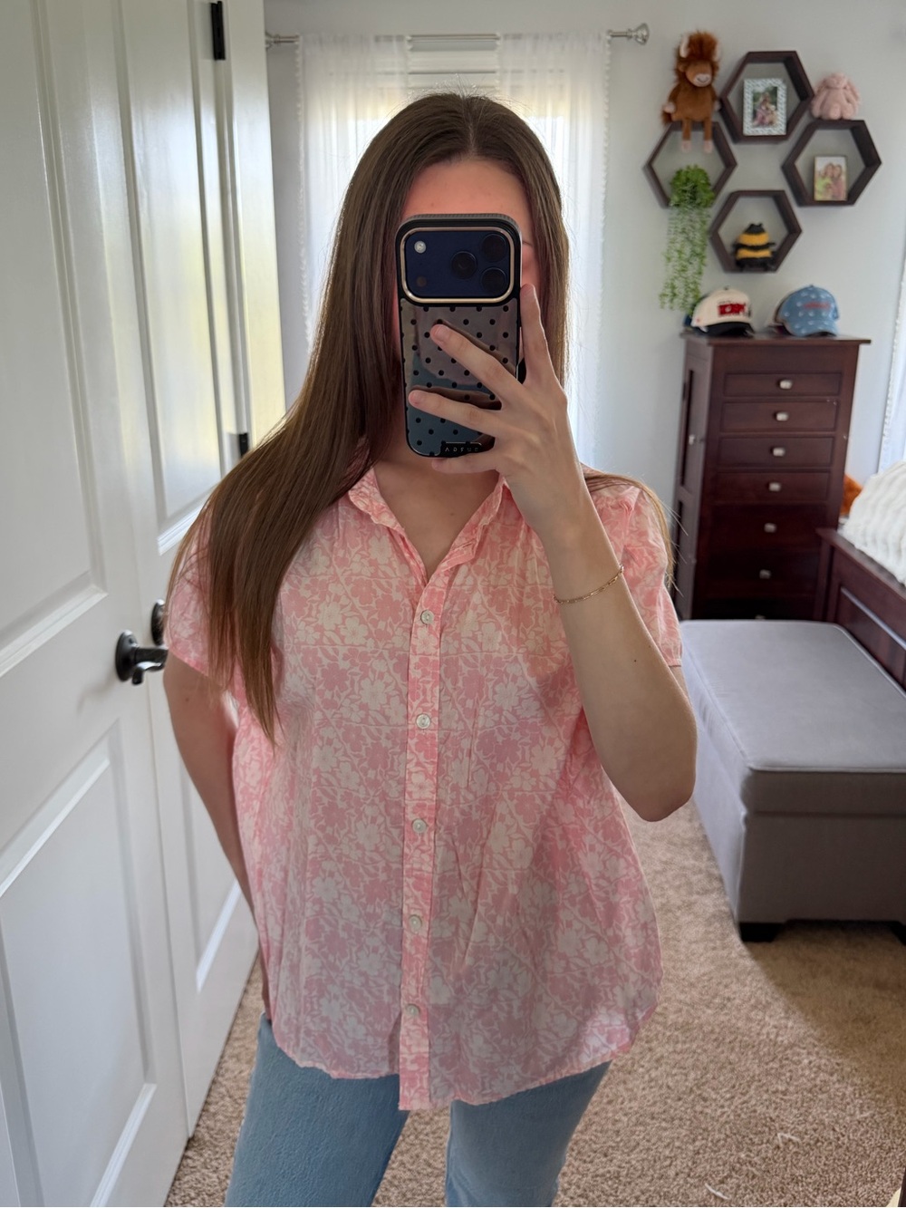 American Eagle Floral Button-Up
